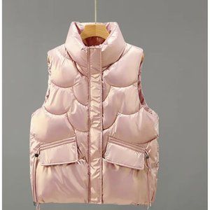 Womens|Padded Vest|Size XL|Bright Pink|Turtleneck|Full Zipper|